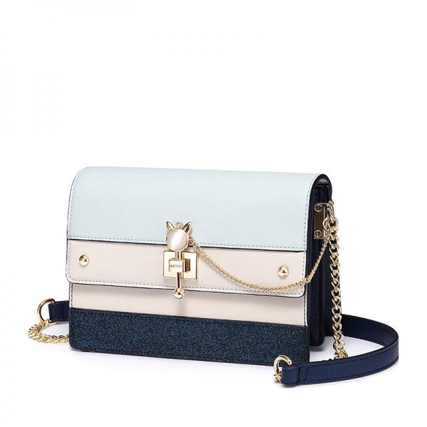 MARNI Trunk 女士 中号拼色十字纹小牛皮 斜挎风琴包